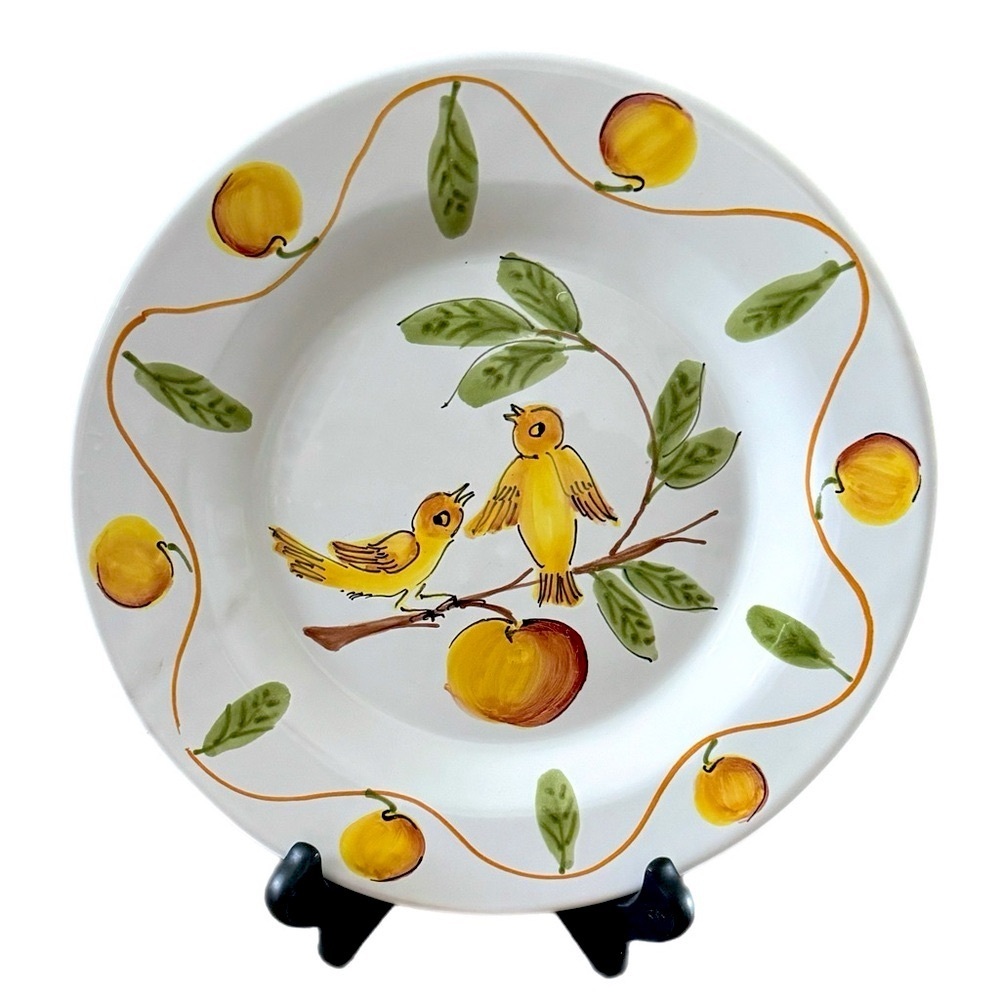 Lillian Vernon Made In Italy Yellow Birds Ceramic Decor Plate Painted Italian 9”